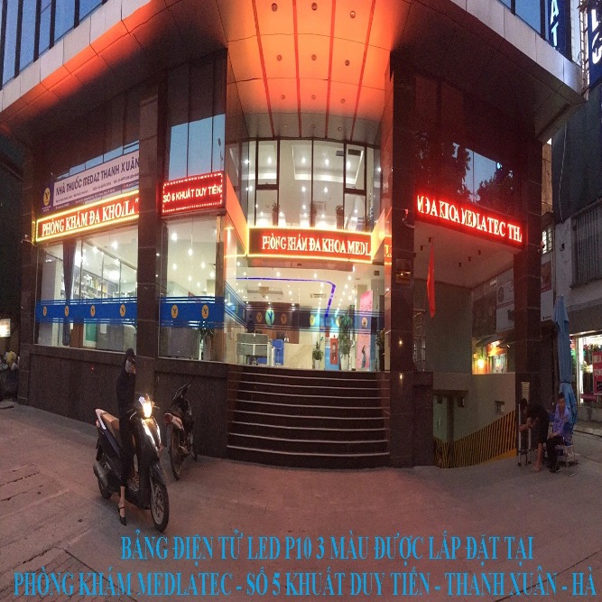 Bảng điện tử P10 - 3 màu lắp đặt tại Phòng Khám Medlatec - Hà Nội