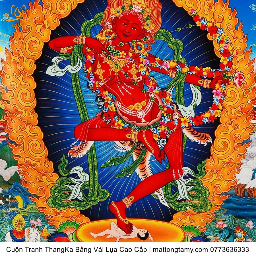 Cuộn Tranh ThangKa Tác Minh Phật Mẫu Kurukulle Bằng Vải Gấm Cao Cấp, Kiểu 1, TCT62 Mật Tông Tâm Ý Cuộn Tranh Thangka Tác Minh Phật Mẫu Kurukulle Bằng Vải Gấm Cao Cấp, Kiểu 1, Tct62 Mật Tông Tâm Ý