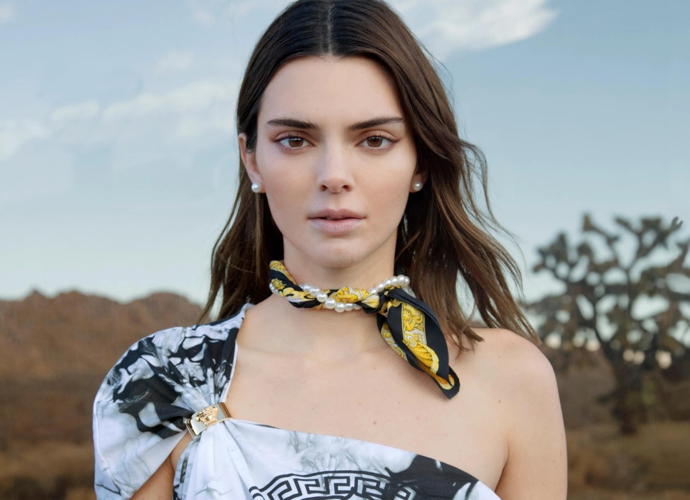 Một vẻ đẹp tinh tế và sang trọng của Kendall Jenner với vòng cổ ngọc trai và bông tai.