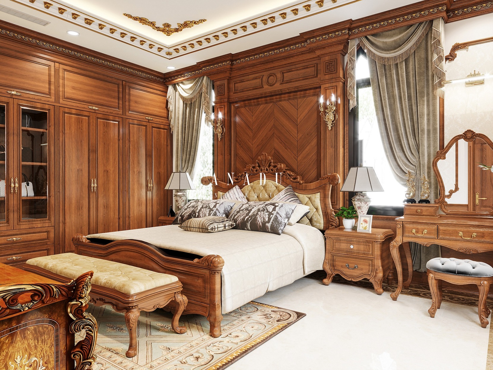 THIẾT KẾ BIỆT THỰ TÂN CỔ ĐIỂN GỖ GÕ ĐỎ - HÀ TĨNH