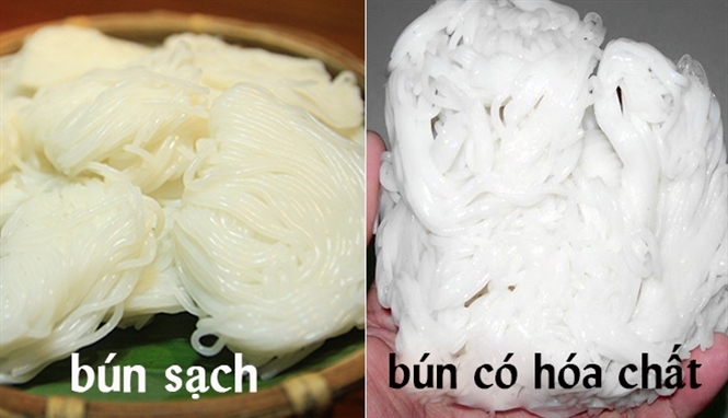 Cách nhận biết bún chứa huỳnh quang độc hại