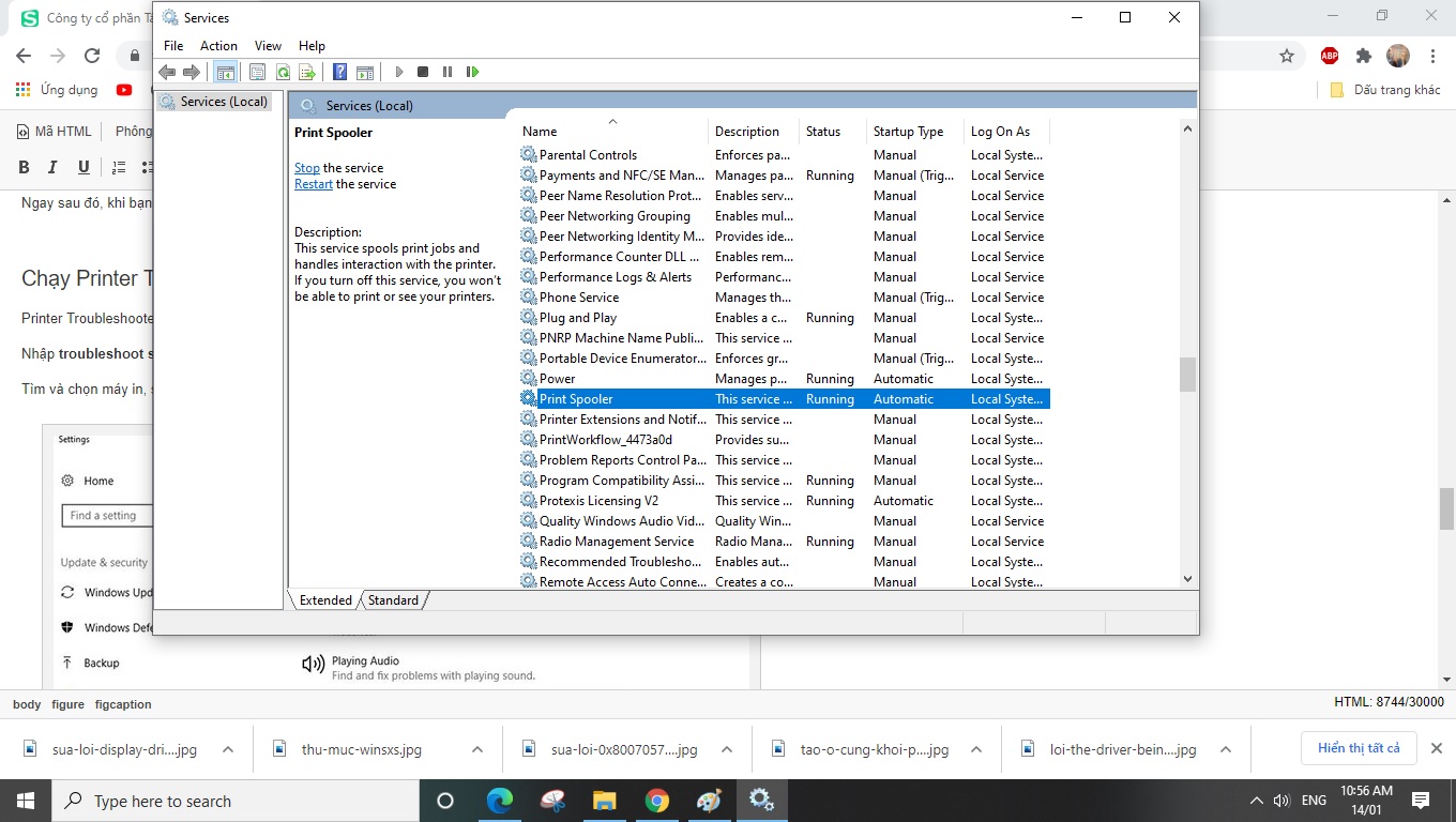 Hướng dẫn sửa lỗi The print spooler service is not running trên Windows 10, 8.1, 7