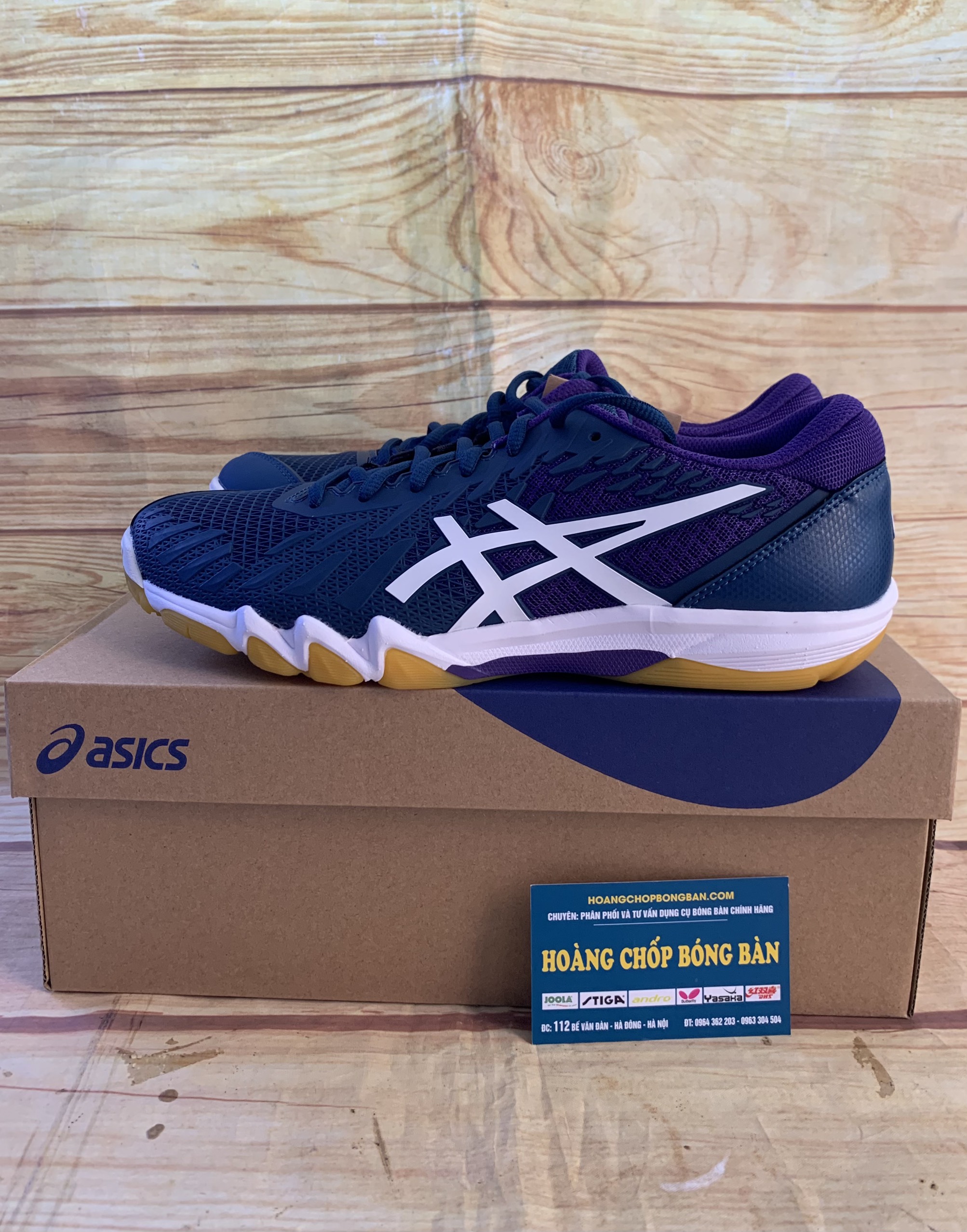 Asics Attack Bladelyte Mako Blue/ White Hoàng Chốp bóng bàn