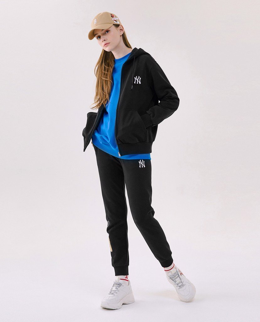 Áo hoodie phối zip hình mickey MLB x Disney