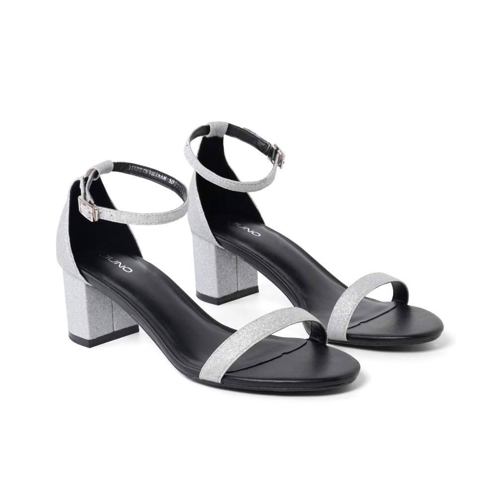 Giày sandal gót vuông chất liệu lấp lánh
