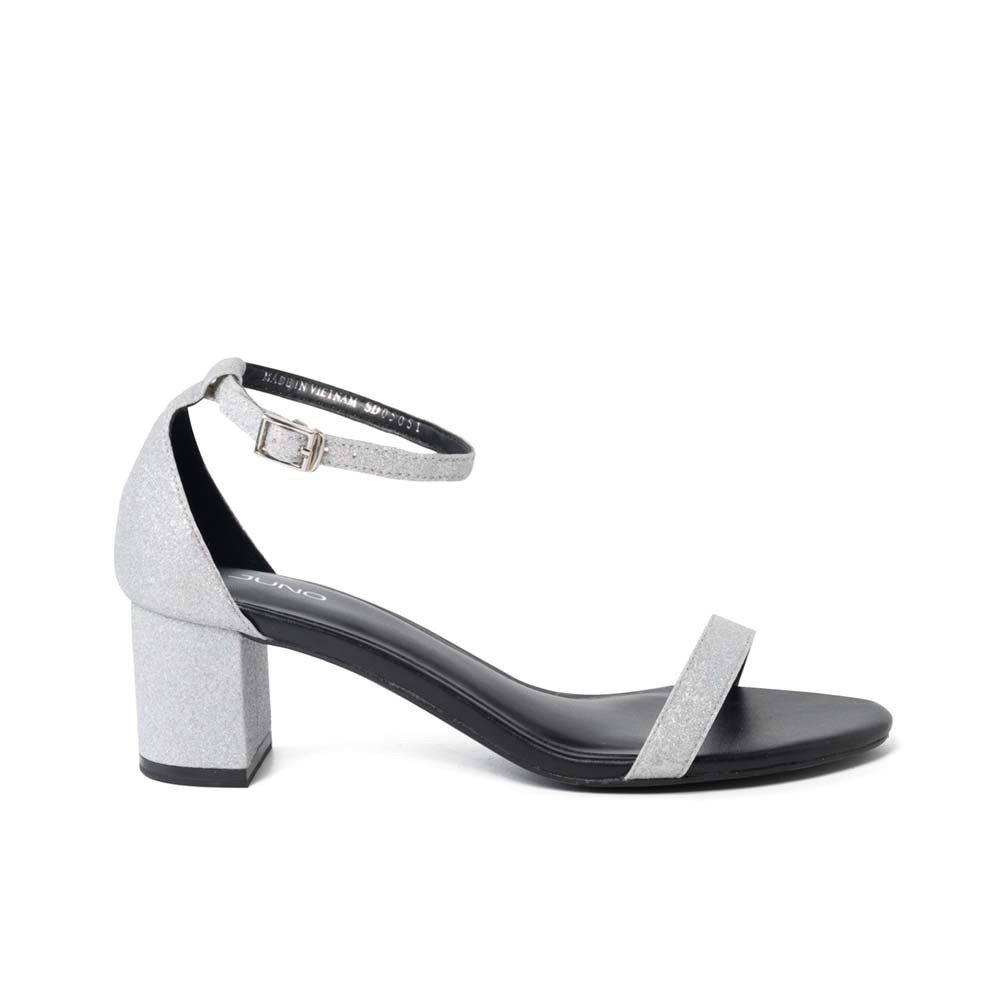 Giày sandal gót vuông chất liệu lấp lánh