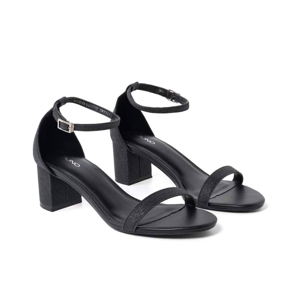 Giày sandal gót vuông chất liệu lấp lánh