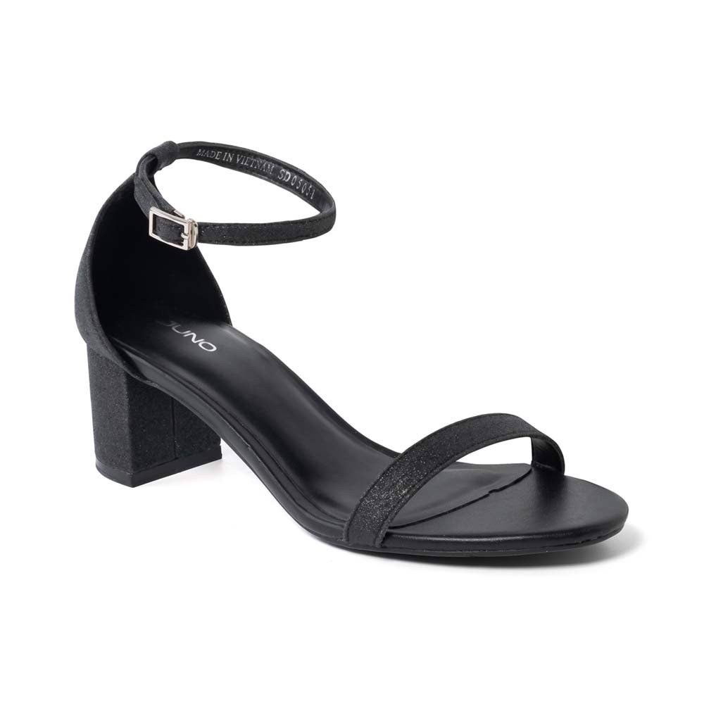 Giày sandal gót vuông chất liệu lấp lánh