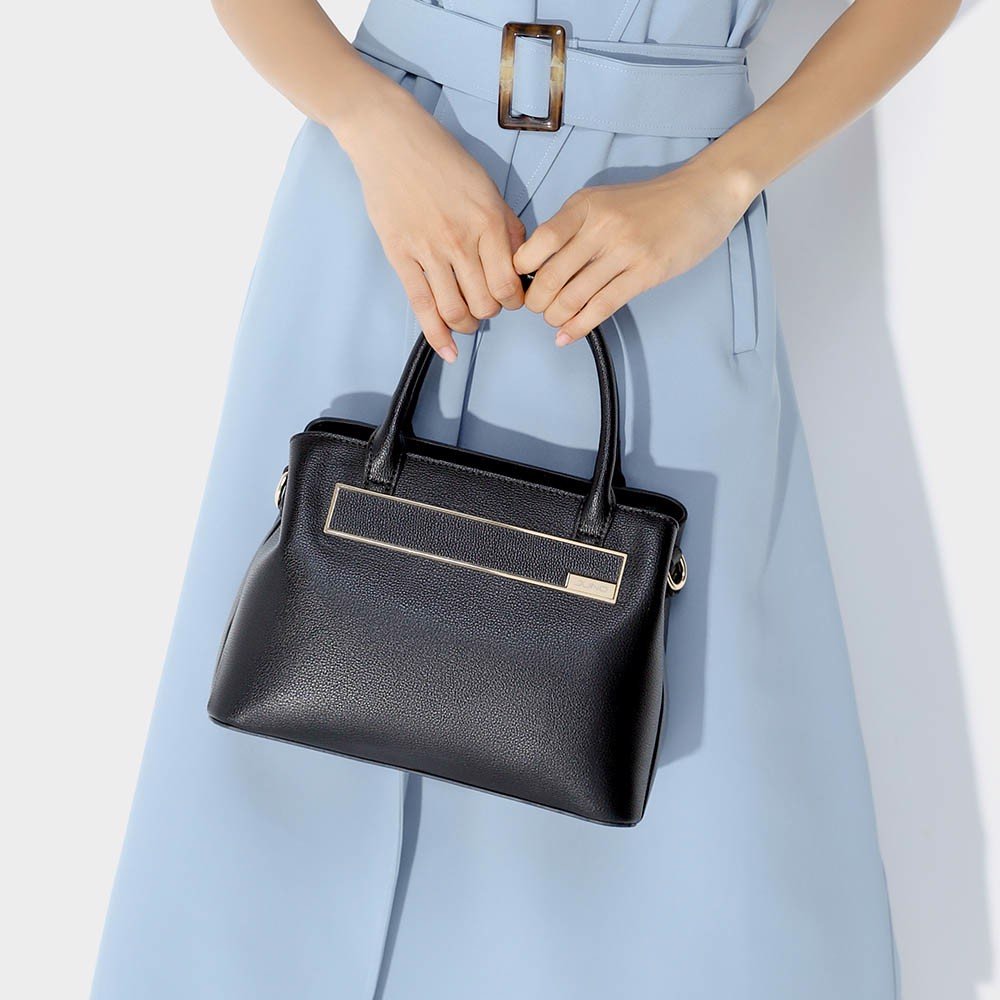 Túi xách trung satchel khóa trang trí to bản