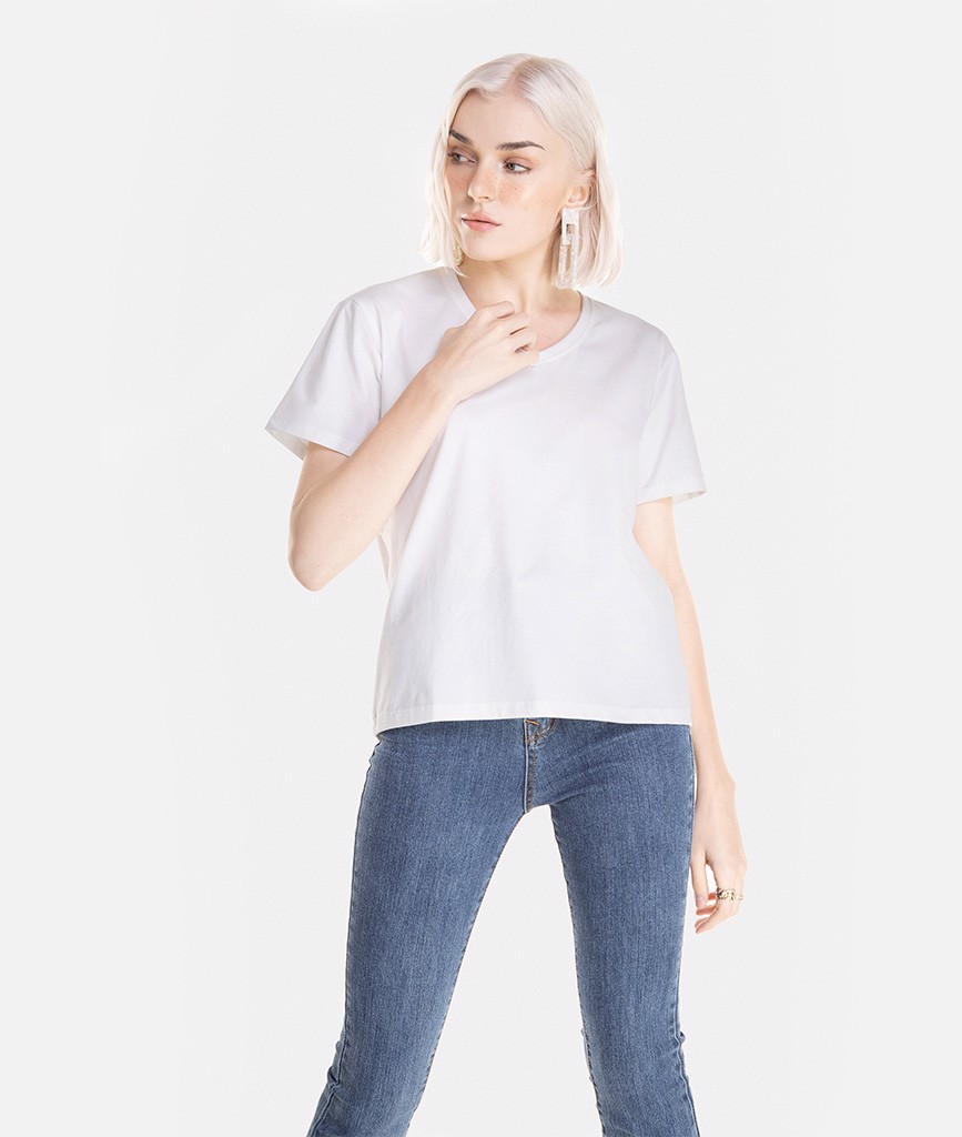 Áo thun basic form rộng cổ tim