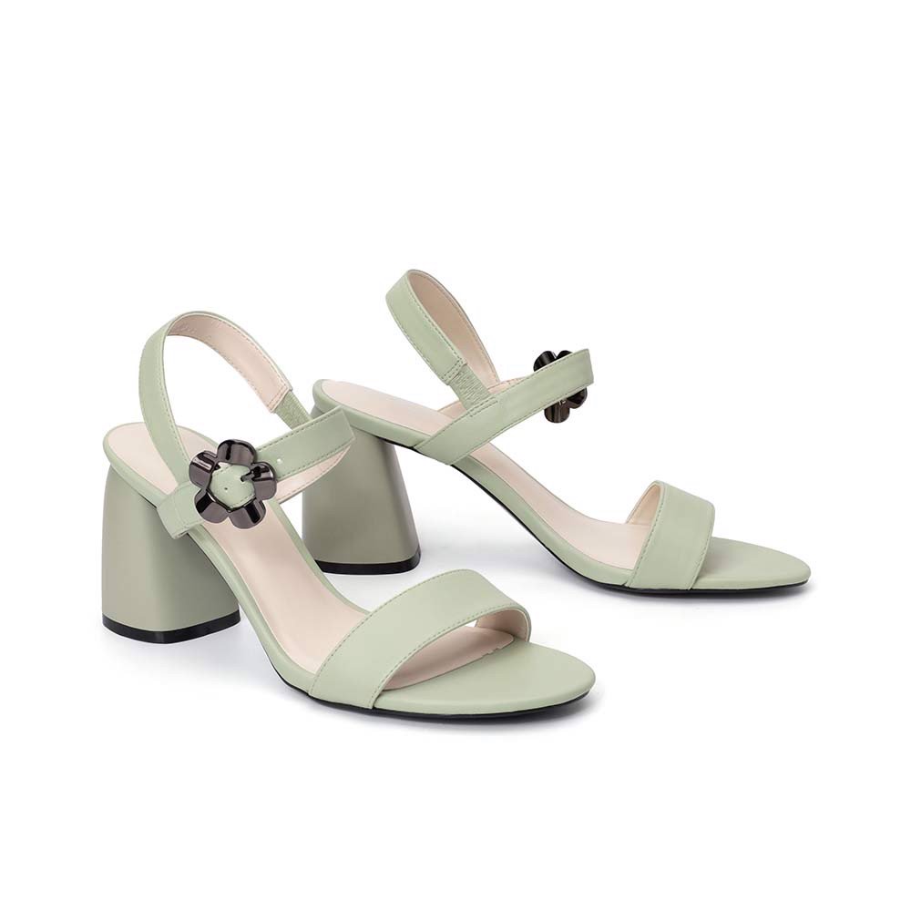 Giày sandal gót thô hoa trang trí