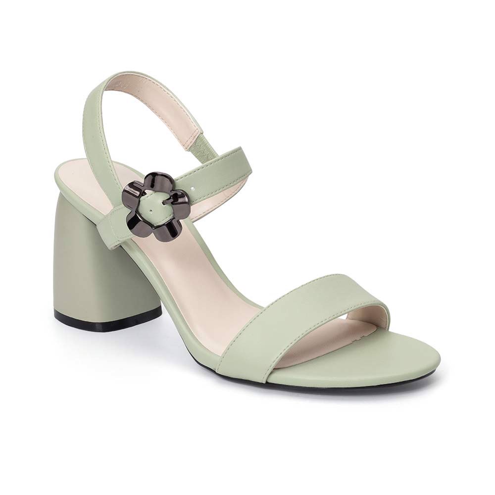 Giày sandal gót thô hoa trang trí