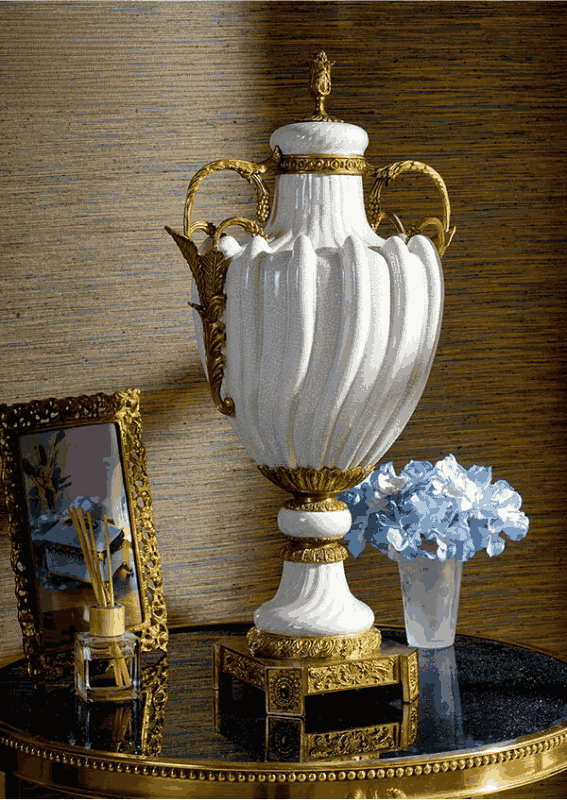 Cúp sứ đồng xoắn Trắng 34x23