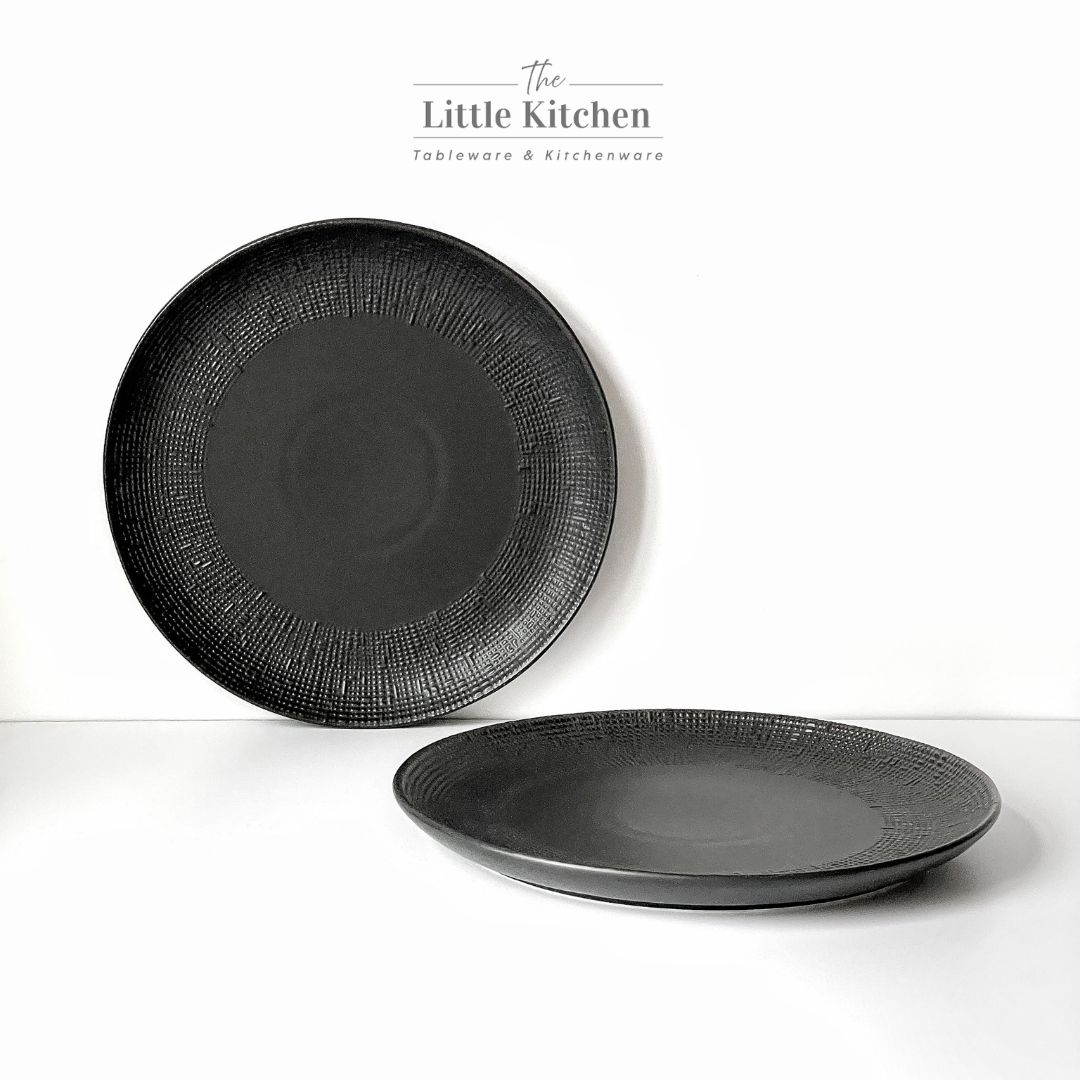 Bộ bát đĩa cao cấp màu đen họa tiết viền tia hạt