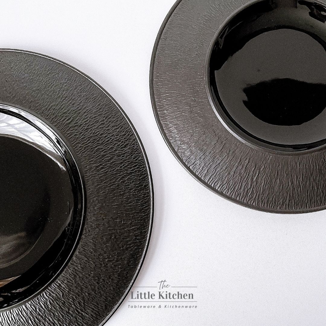 Bộ đĩa cao cấp màu đen họa tiết tia sần