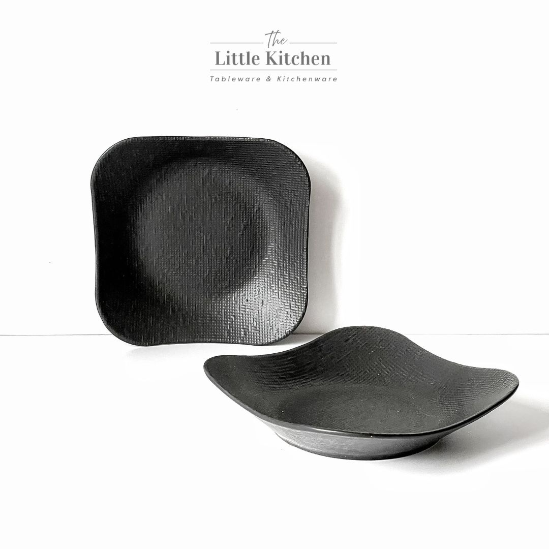 Bộ bát đĩa cao cấp màu đen họa tiết viền tia hạt