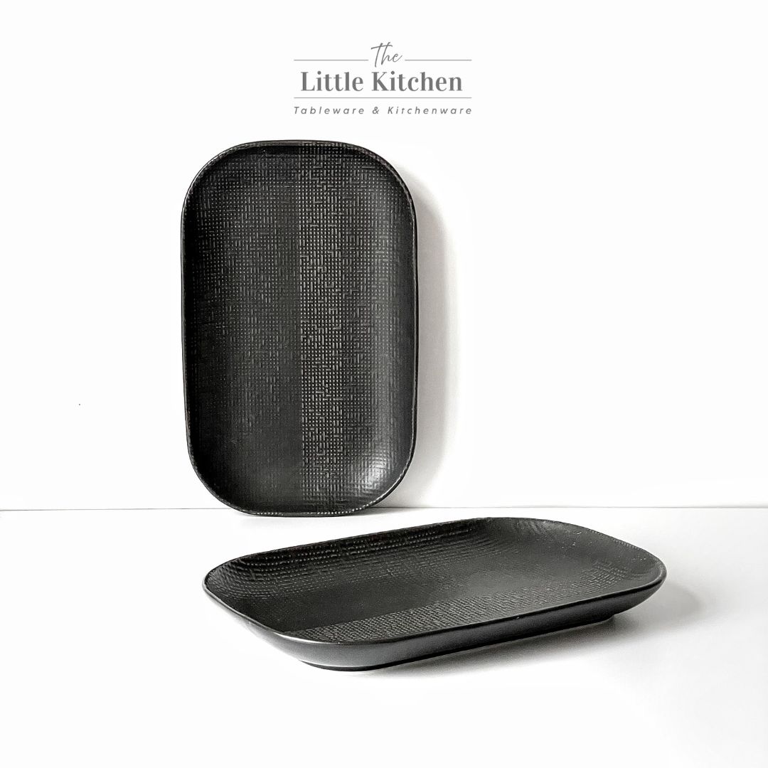 Bộ bát đĩa cao cấp màu đen họa tiết viền tia hạt