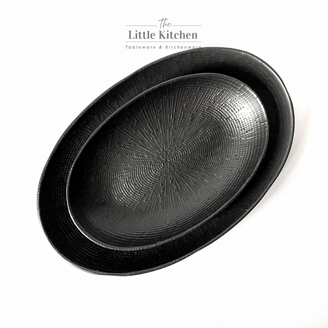 Bộ bát đĩa cao cấp màu đen họa tiết viền tia hạt