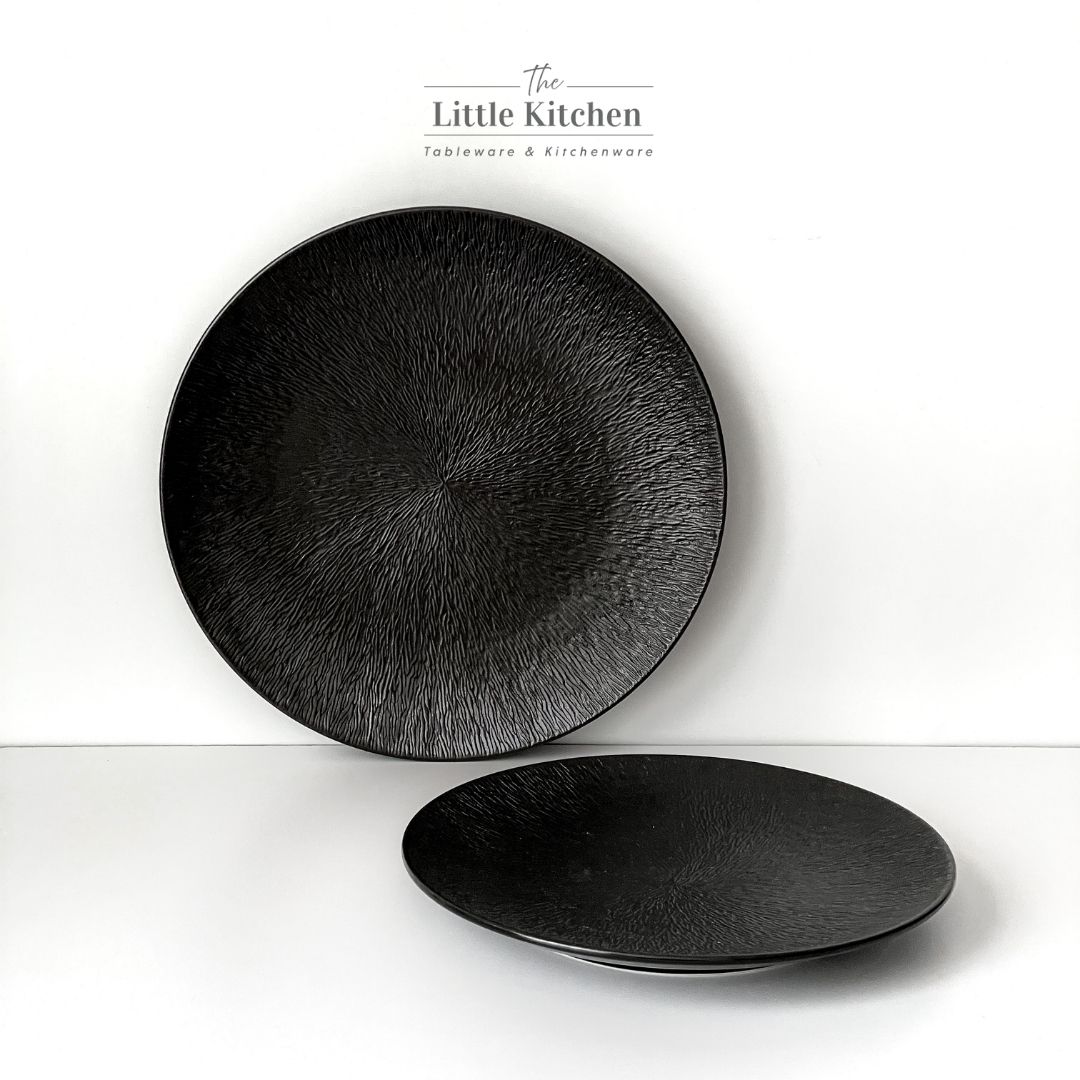 Bộ đĩa cao cấp màu đen họa tiết tia sần