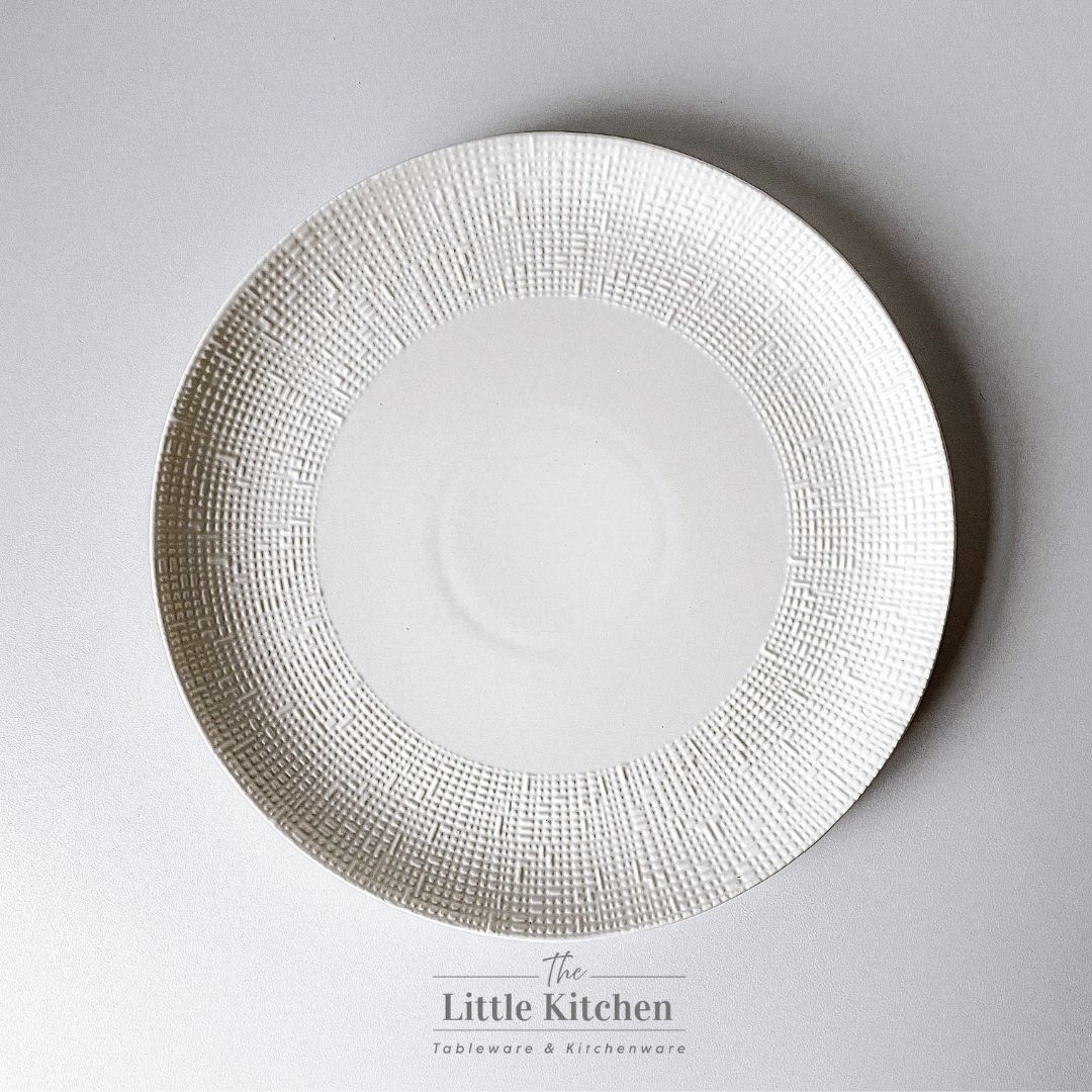 Bộ bát đĩa cao cấp màu trắng họa tiết viền tia hạt