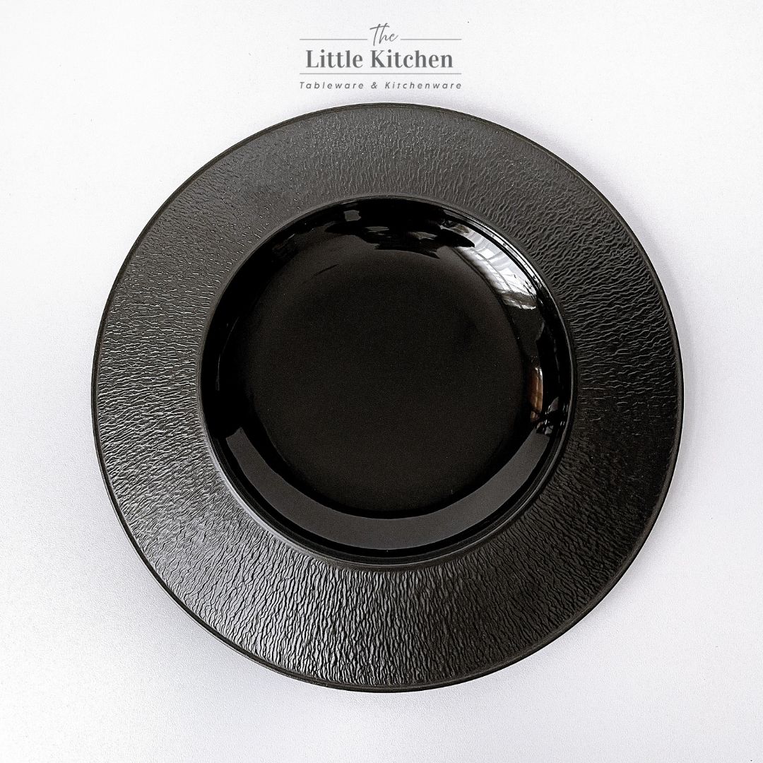 Bộ đĩa cao cấp màu đen họa tiết tia sần