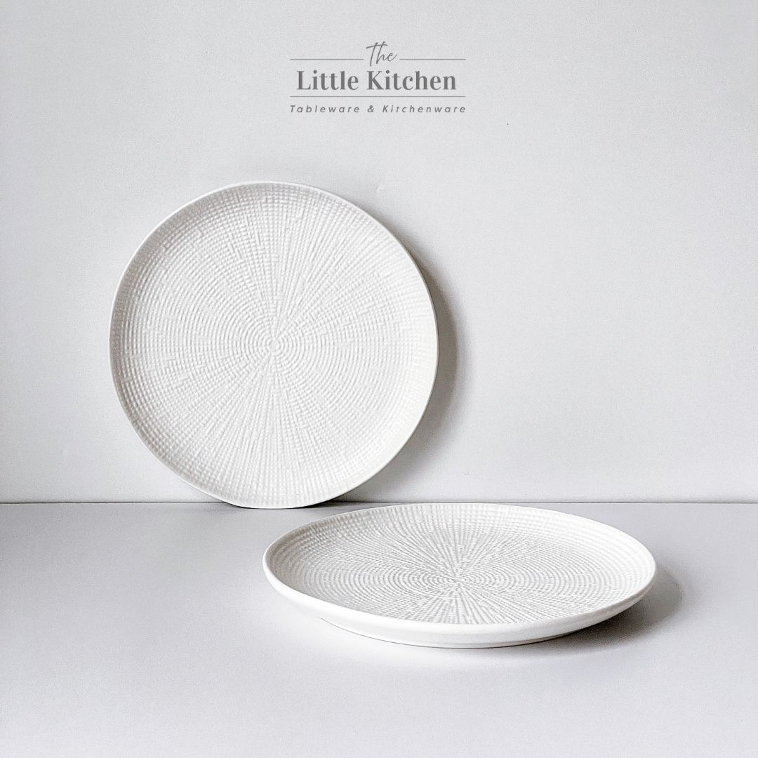 Bộ bát đĩa cao cấp màu trắng họa tiết viền tia hạt