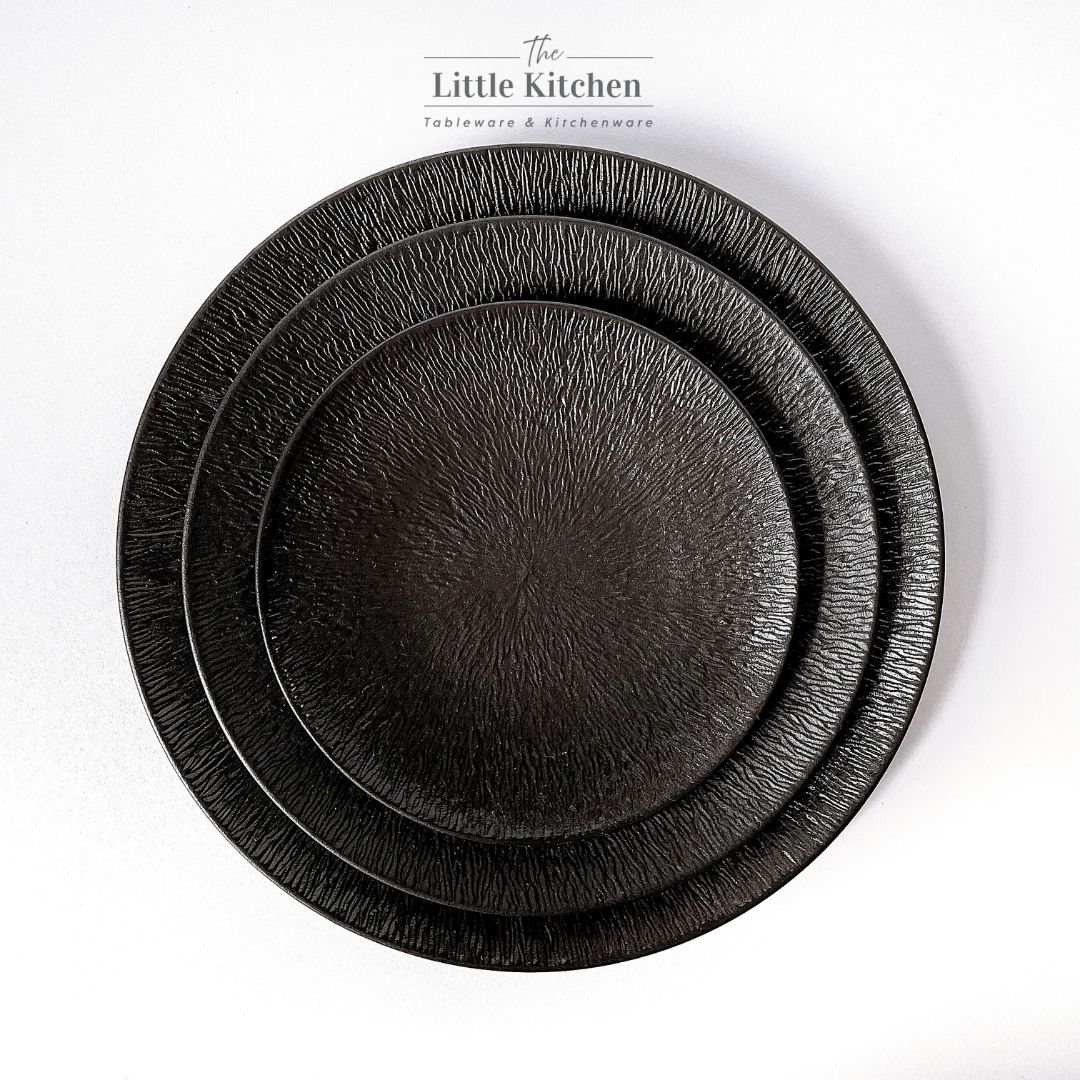 Bộ đĩa cao cấp màu đen họa tiết tia sần