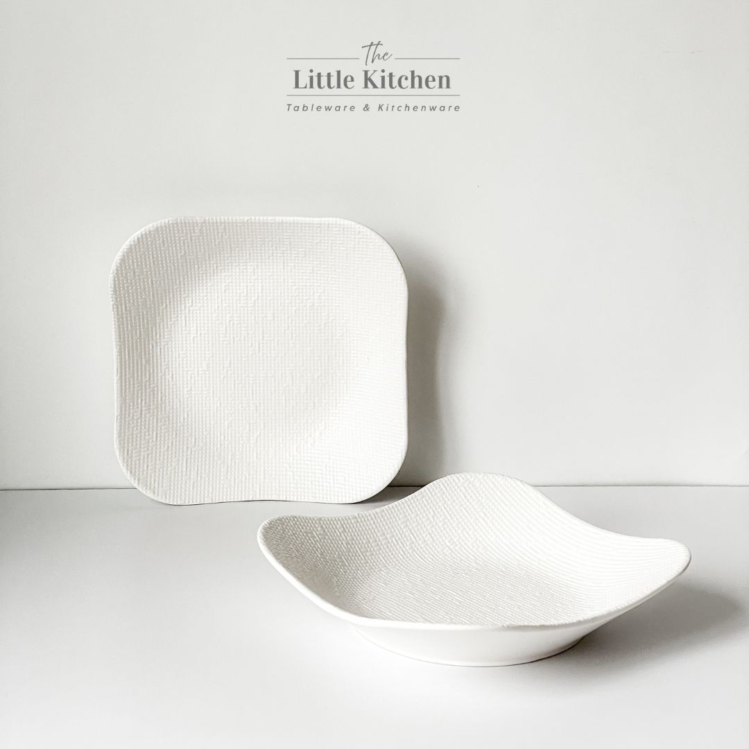 Bộ bát đĩa cao cấp màu trắng họa tiết viền tia hạt