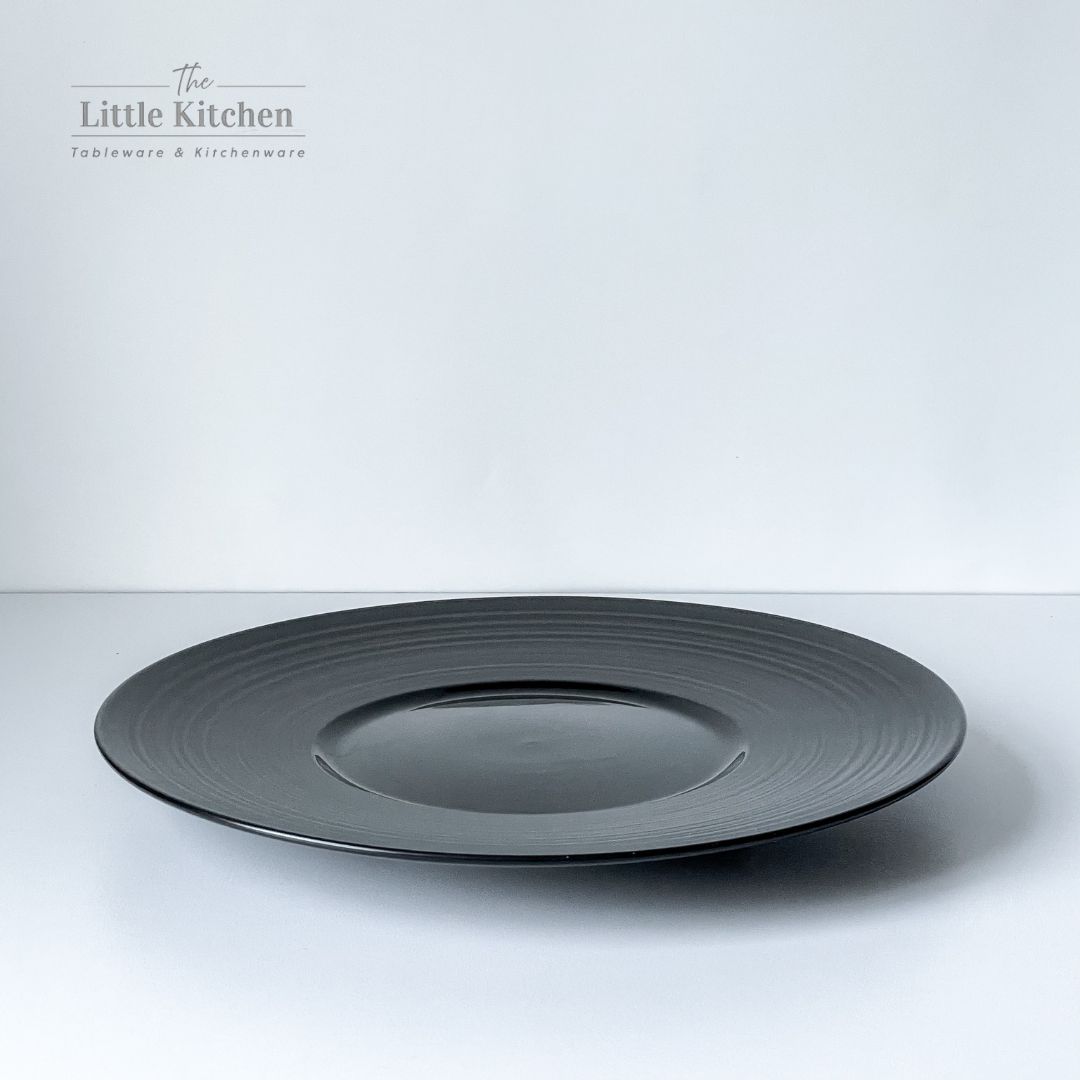 Bộ bát đĩa cao cấp màu đen họa tiết viền gân