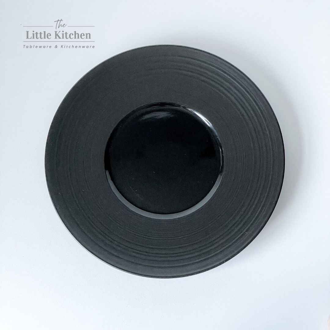 Bộ bát đĩa cao cấp màu đen họa tiết viền gân