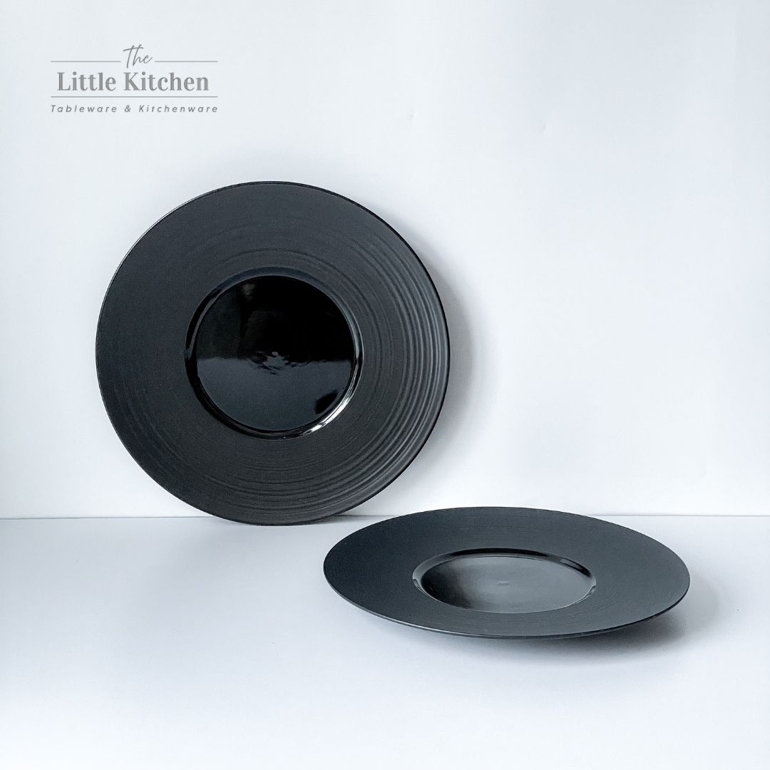 Bộ bát đĩa cao cấp màu đen họa tiết viền gân