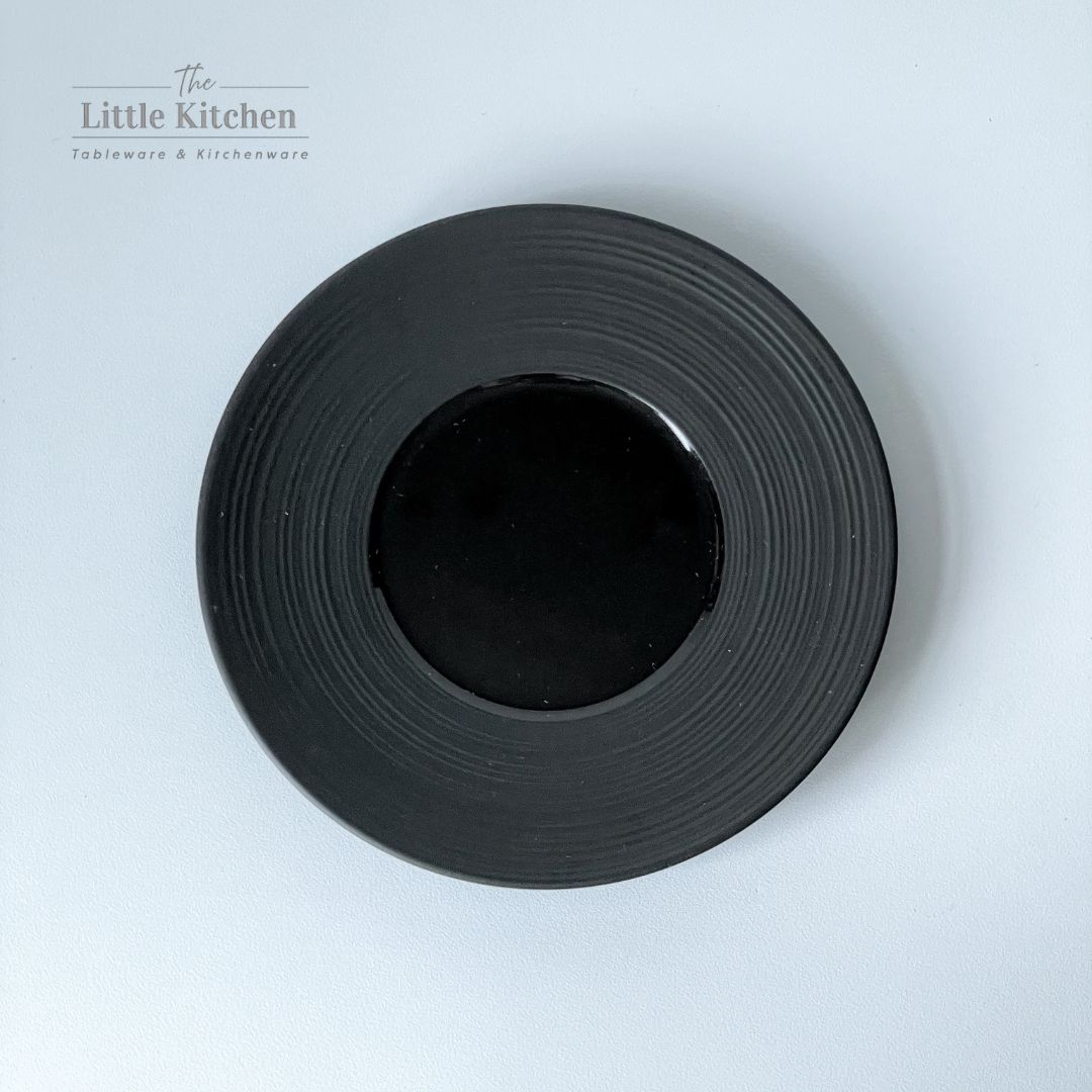 Bộ bát đĩa cao cấp màu đen họa tiết viền gân