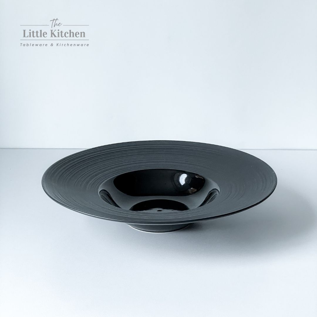 Bộ bát đĩa cao cấp màu đen họa tiết viền gân