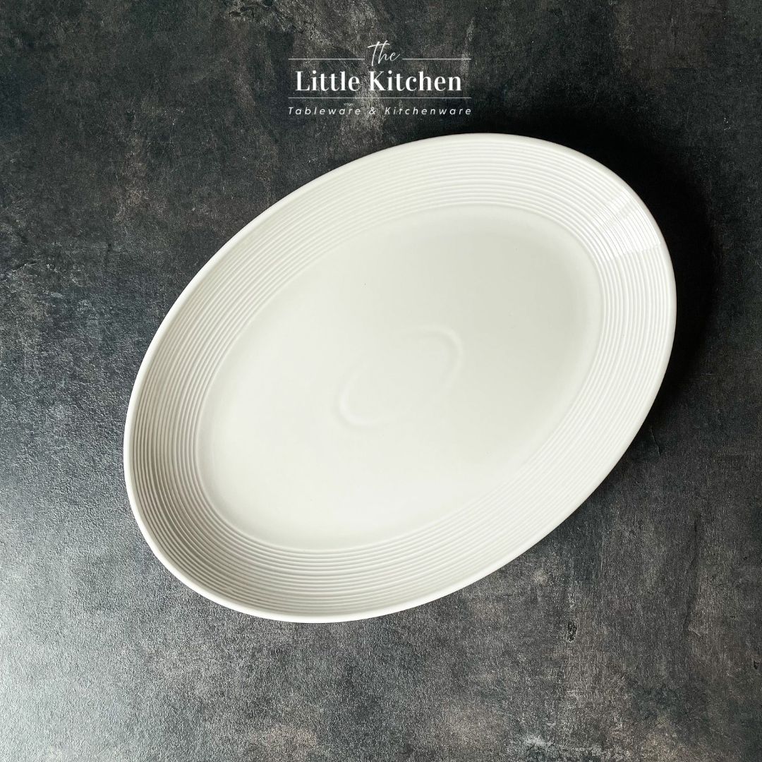 Bộ bát đĩa cao cấp màu trắng họa tiết viền gân