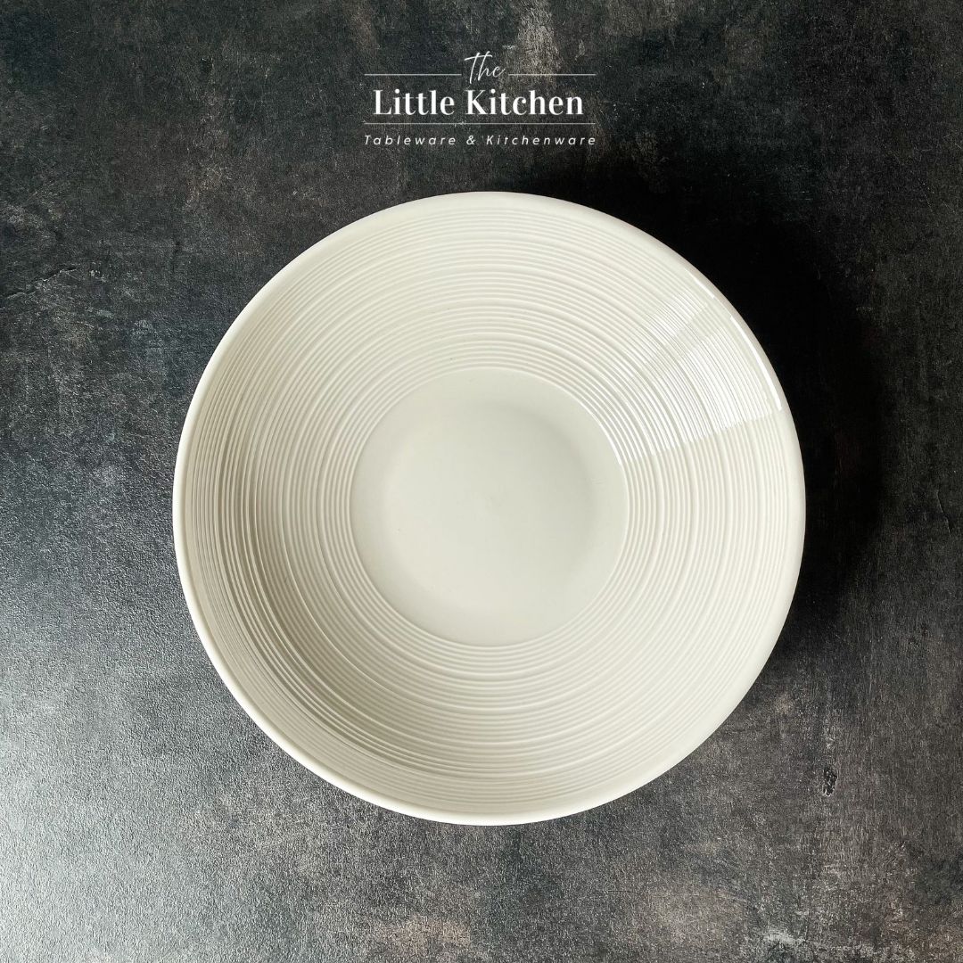 Bộ bát đĩa cao cấp màu trắng họa tiết viền gân