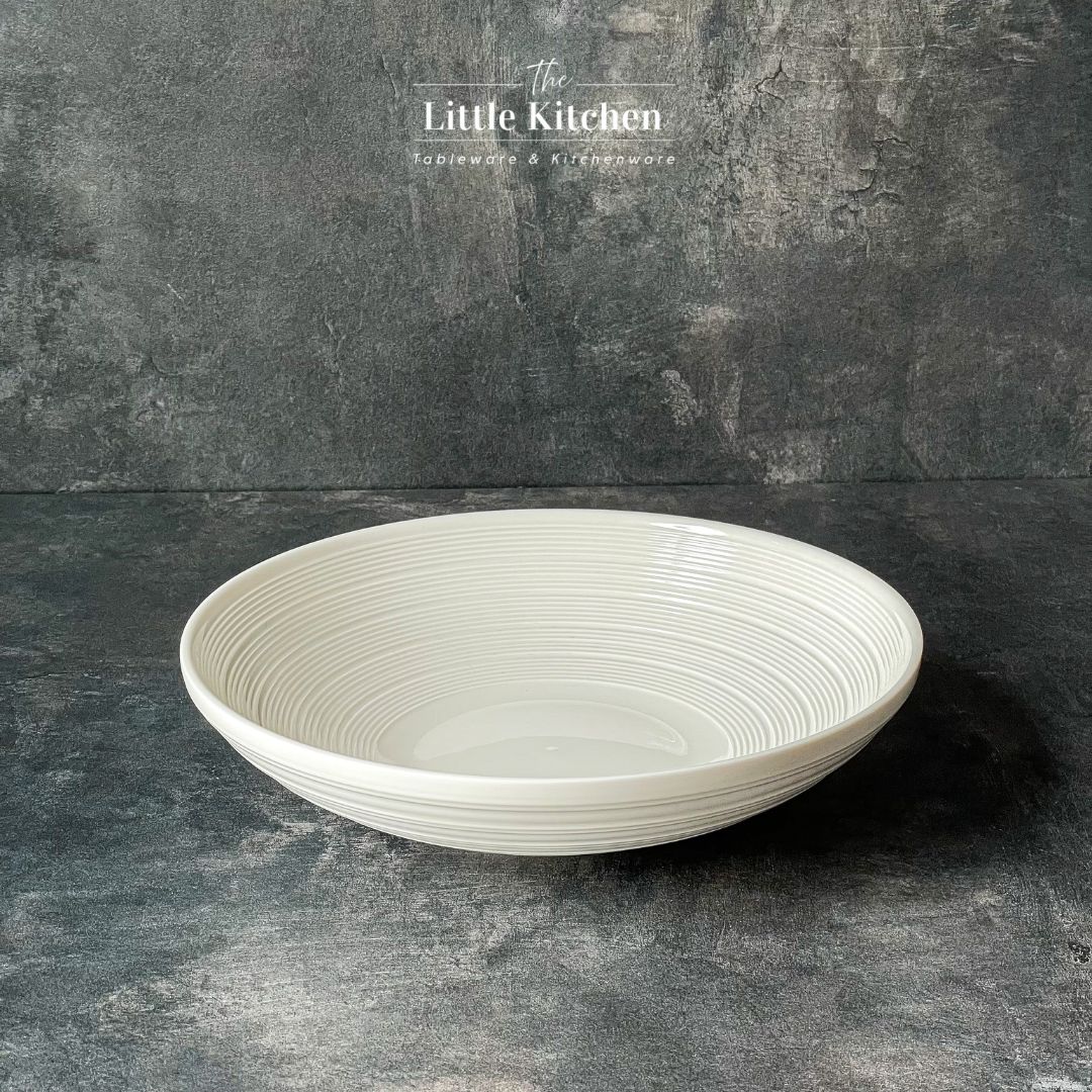 Bộ bát đĩa cao cấp màu trắng họa tiết viền gân