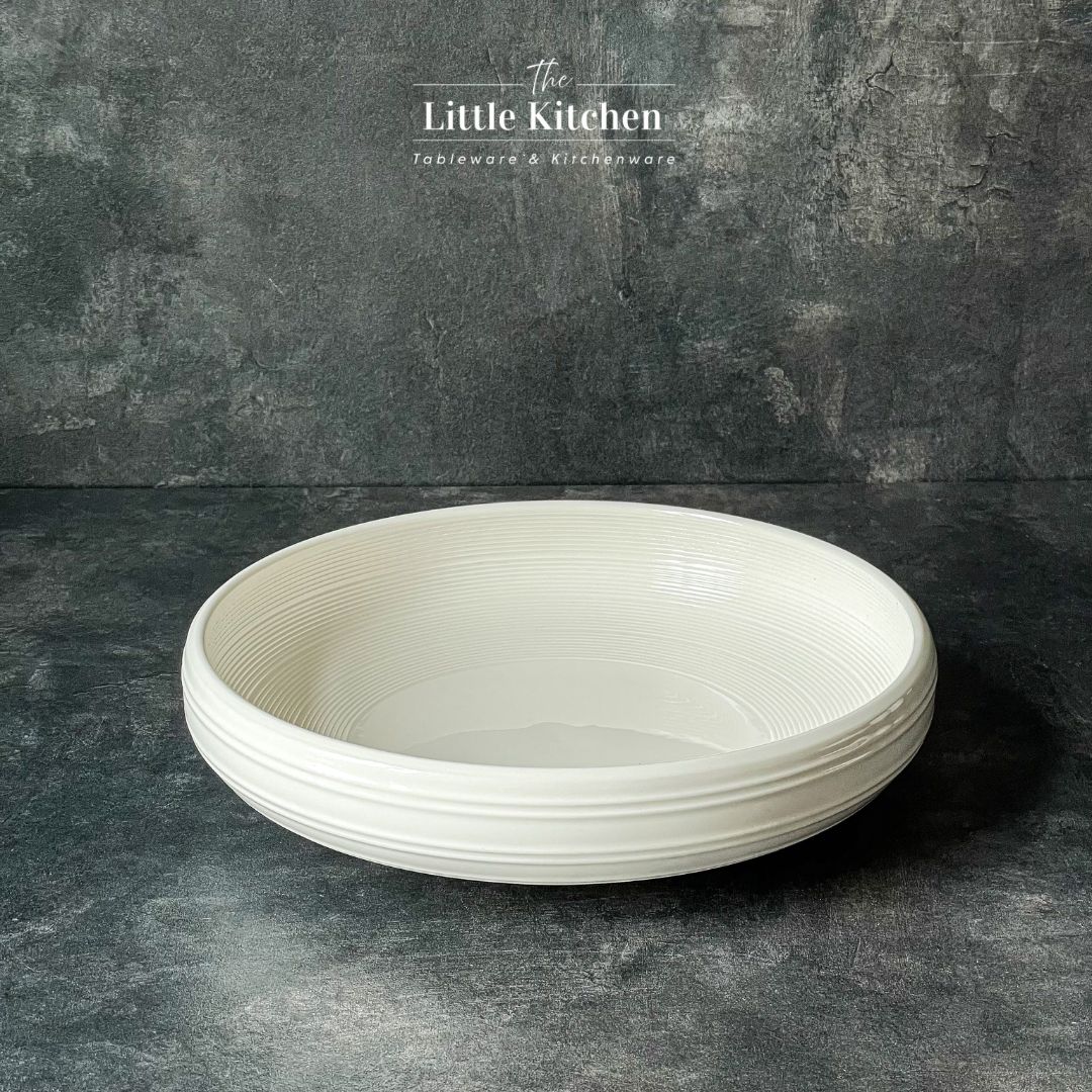 Bộ bát đĩa cao cấp màu trắng họa tiết viền gân