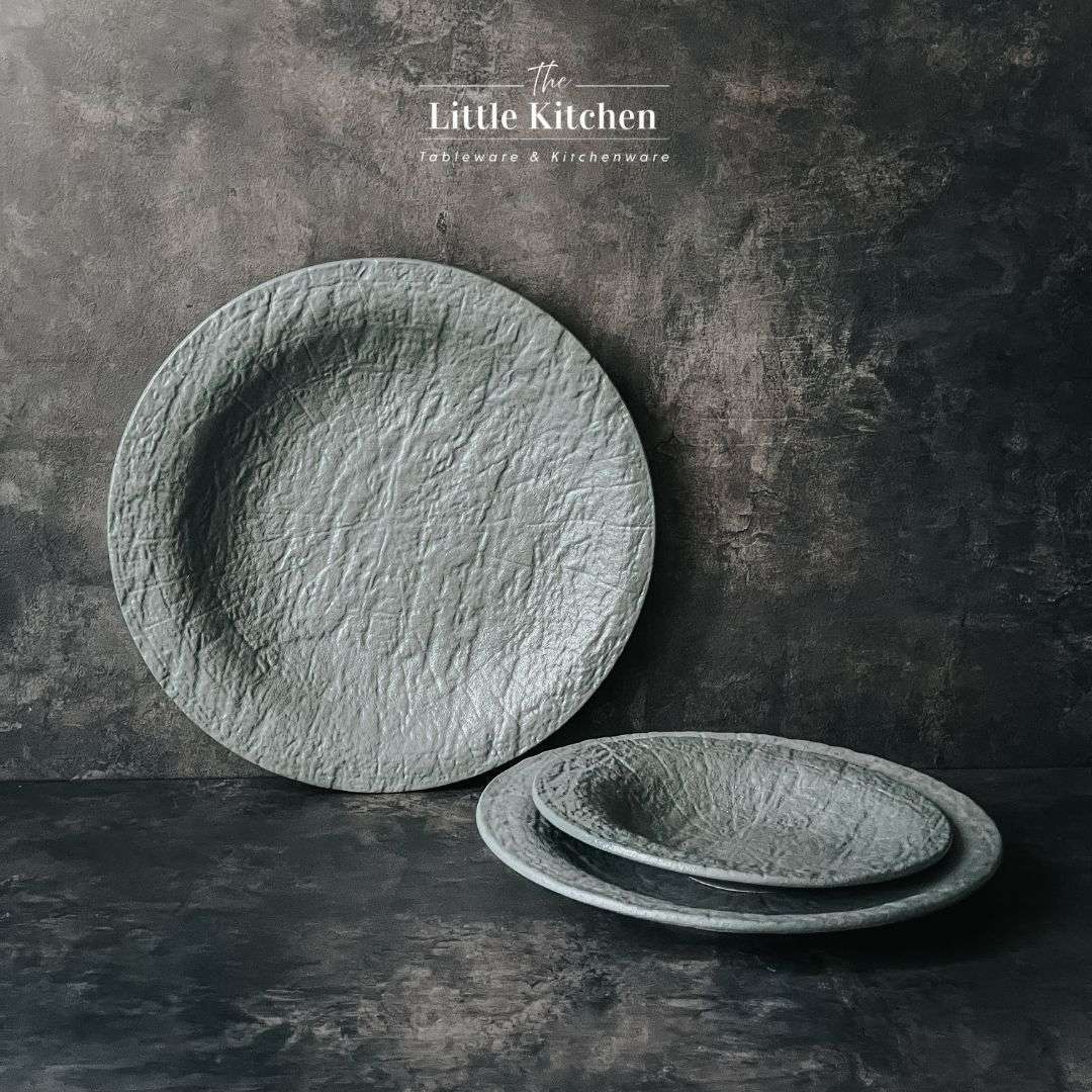 Bộ bát đĩa nhà hàng cao cấp màu ghi men sần