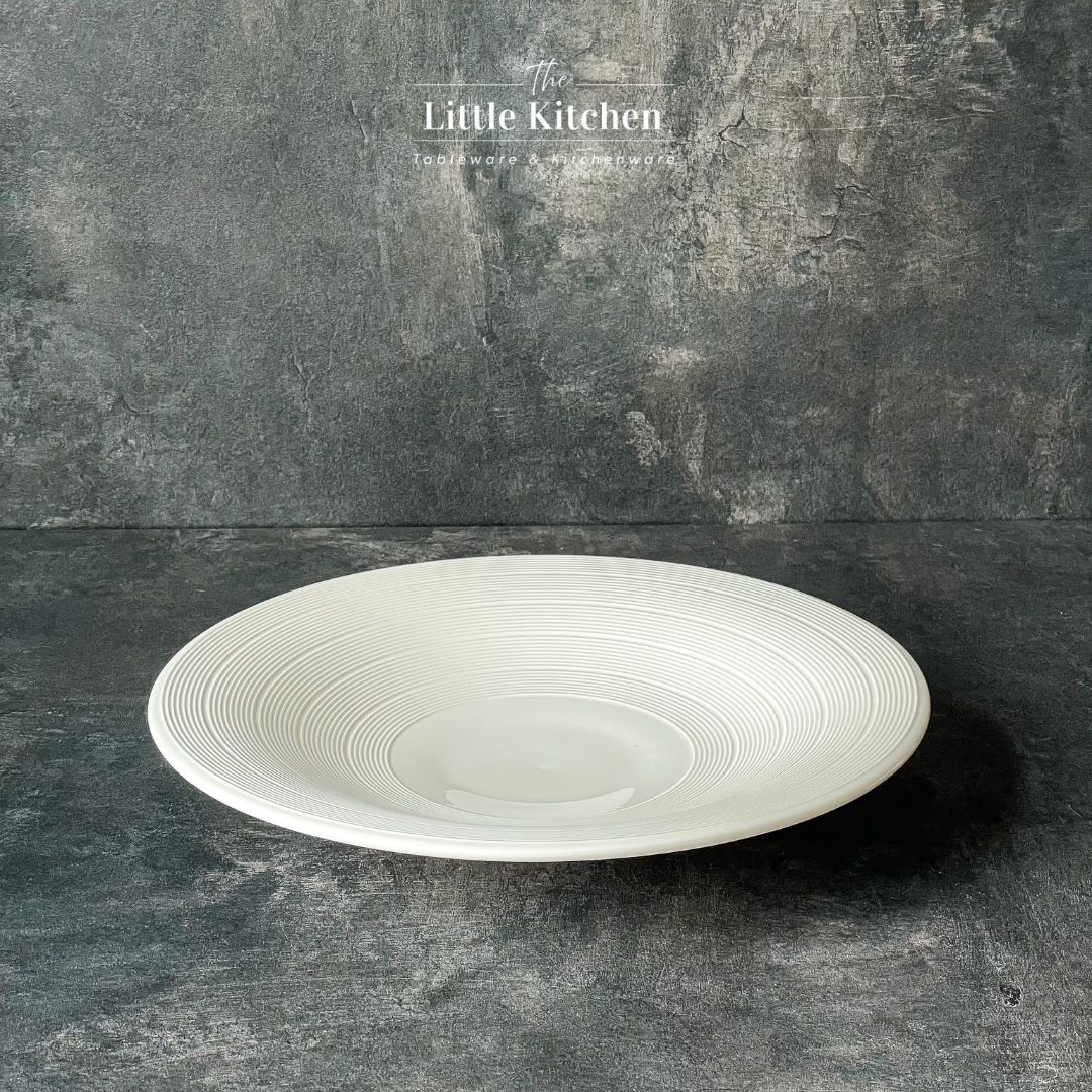 Bộ bát đĩa cao cấp màu trắng họa tiết viền gân