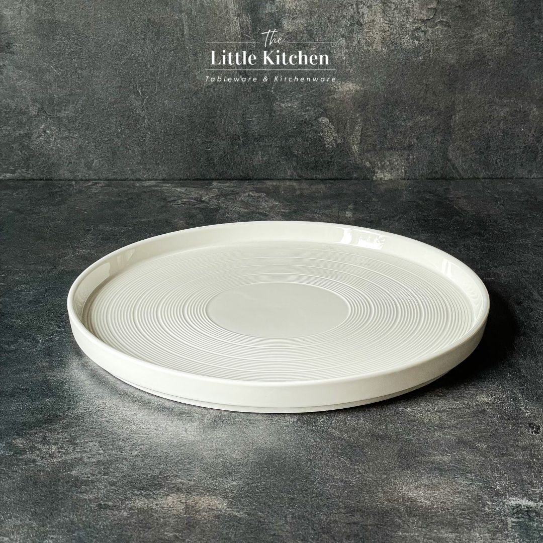 Bộ bát đĩa cao cấp màu trắng họa tiết viền gân