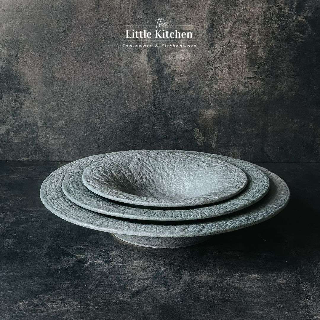 Bộ bát đĩa nhà hàng cao cấp màu ghi men sần