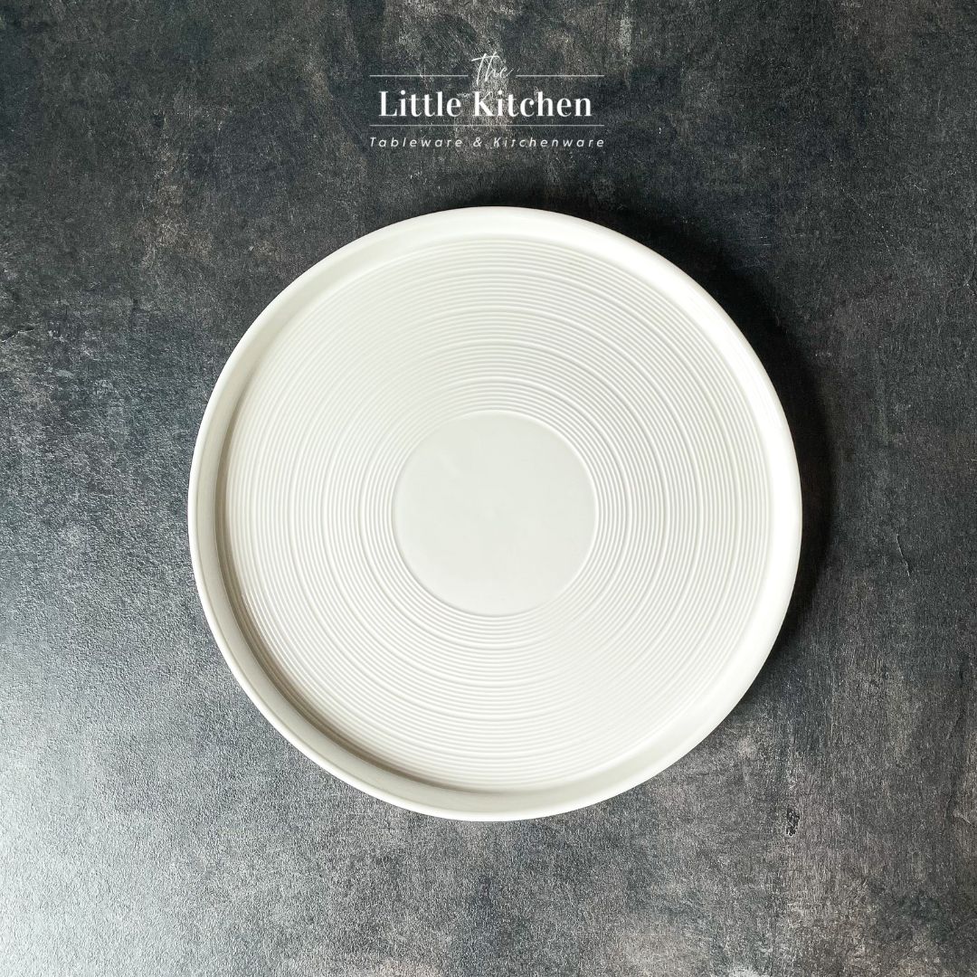 Bộ bát đĩa cao cấp màu trắng họa tiết viền gân