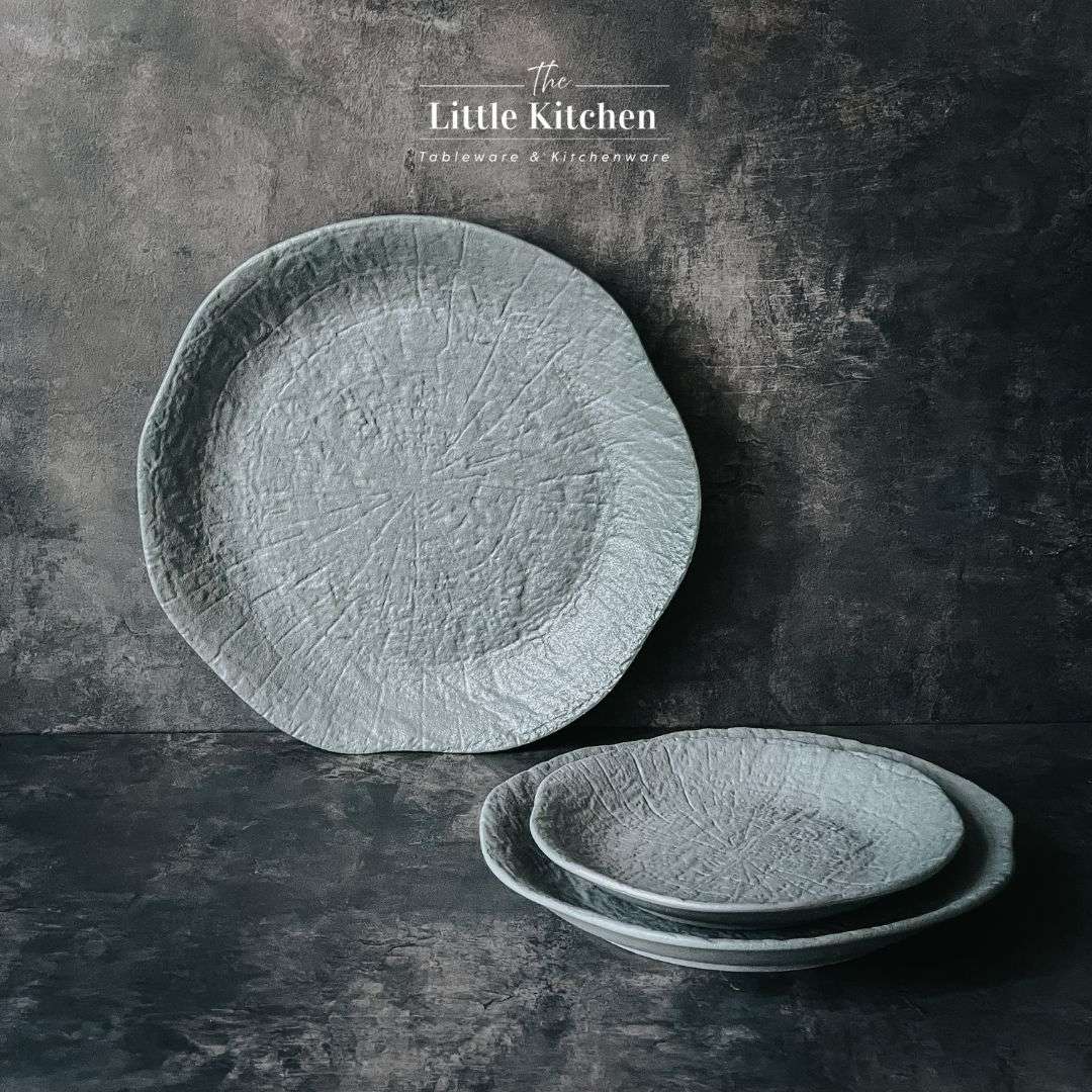 Bộ bát đĩa nhà hàng cao cấp màu ghi men sần