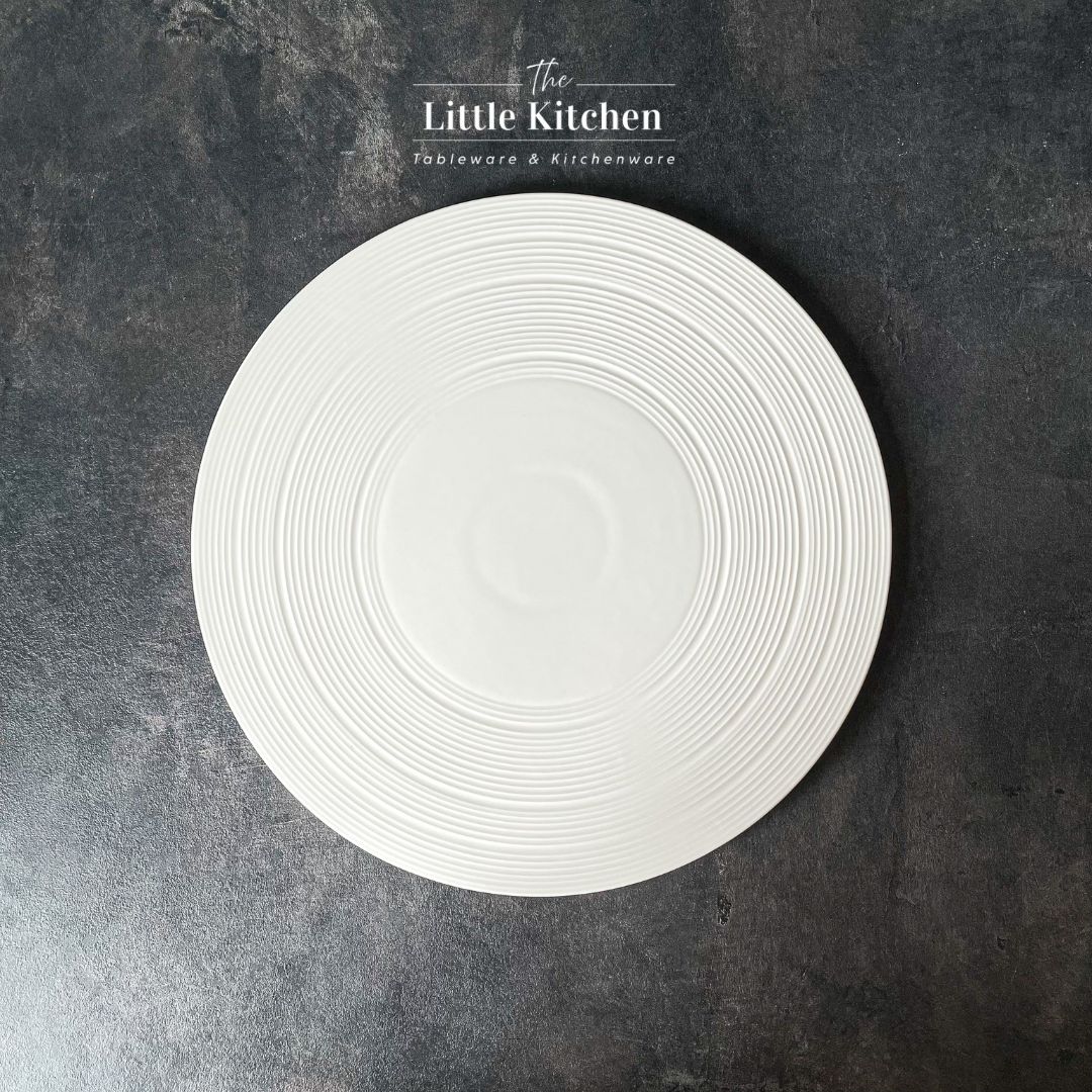 Bộ bát đĩa cao cấp màu trắng họa tiết viền gân