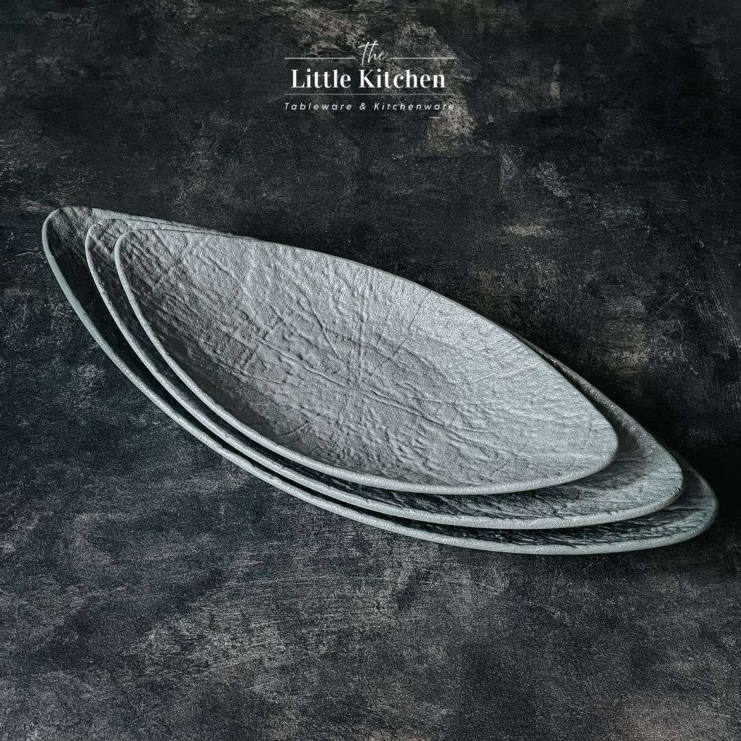 Bộ bát đĩa nhà hàng cao cấp màu ghi men sần