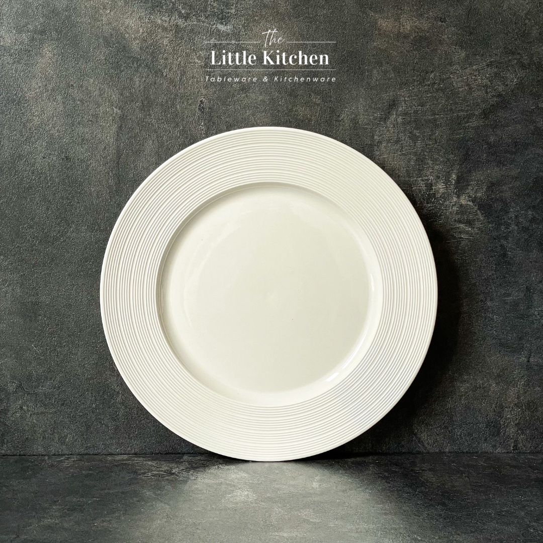 Bộ bát đĩa cao cấp màu trắng họa tiết viền gân