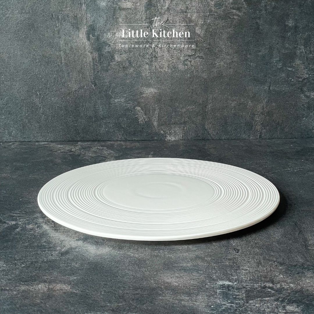 Bộ bát đĩa cao cấp màu trắng họa tiết viền gân