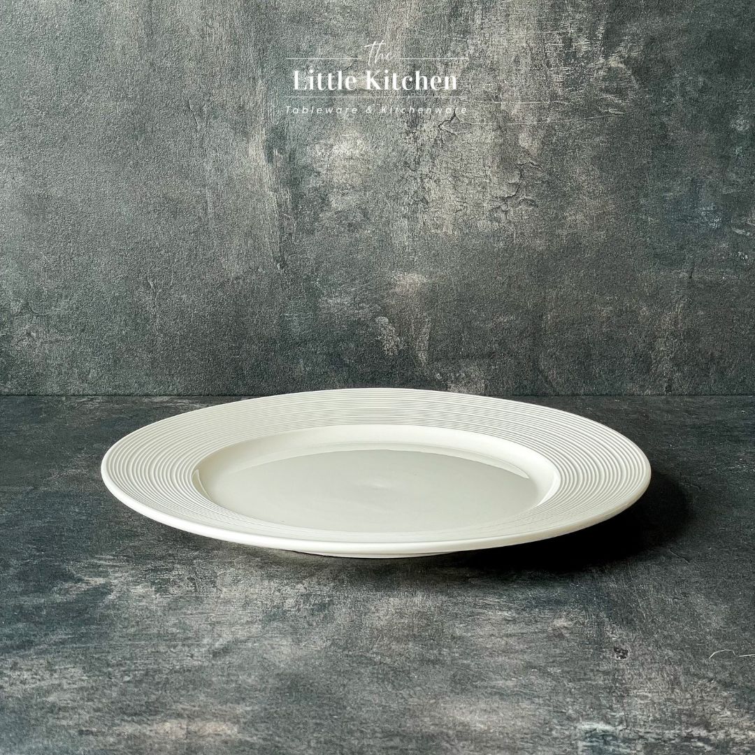 Bộ bát đĩa cao cấp màu trắng họa tiết viền gân