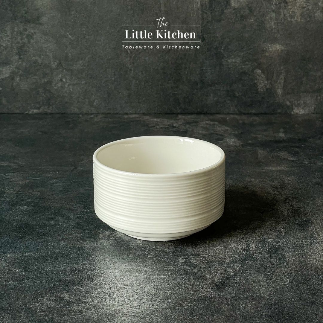 Bộ bát đĩa cao cấp màu trắng họa tiết viền gân