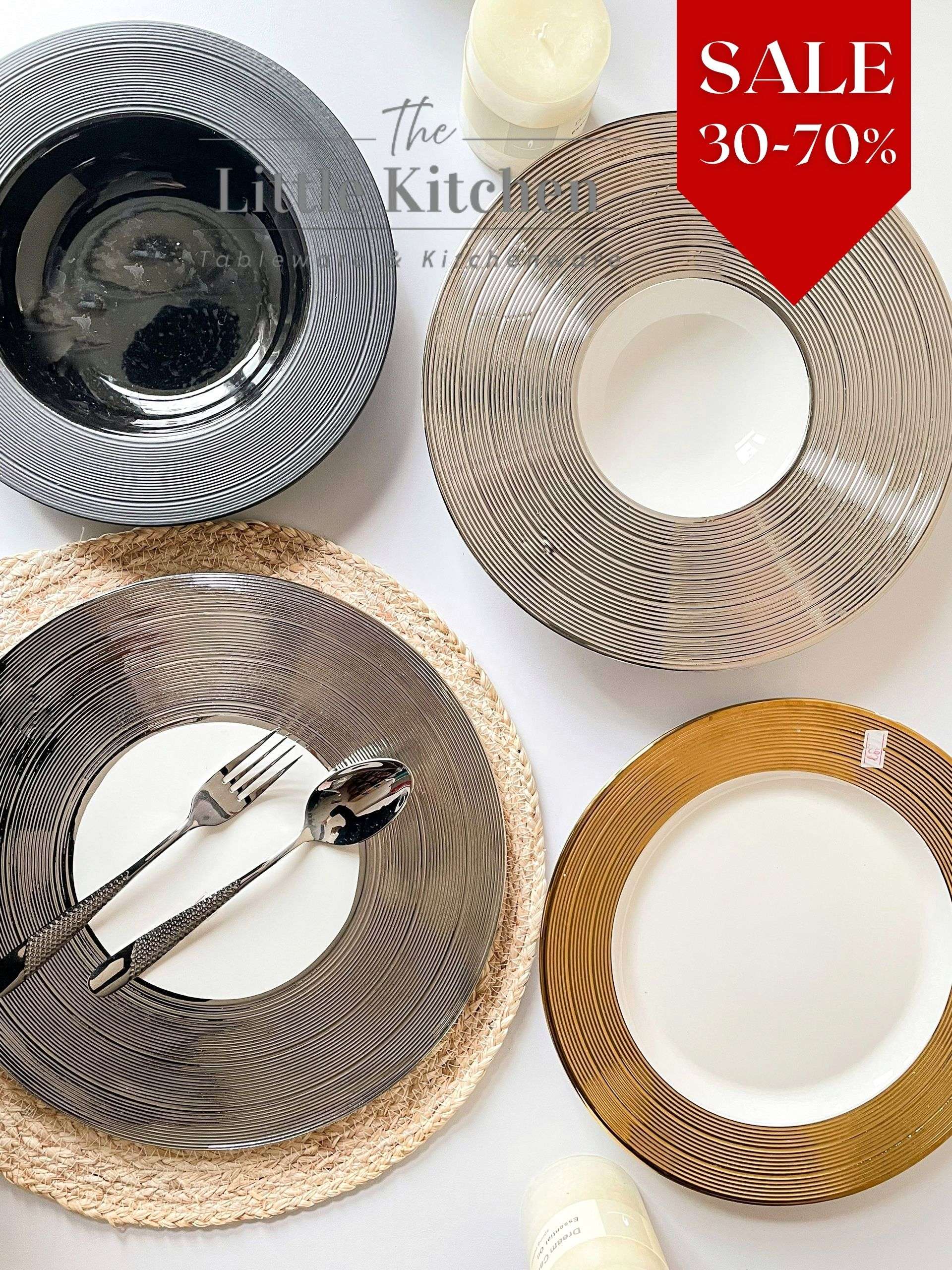 Sale bộ đĩa viền gân vàng bạc